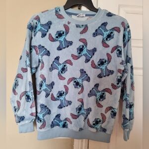 Disney Lilo Stutch Fleece Top Blue Fuzzy Womens Sweatshirt Size Xs Rn 86947